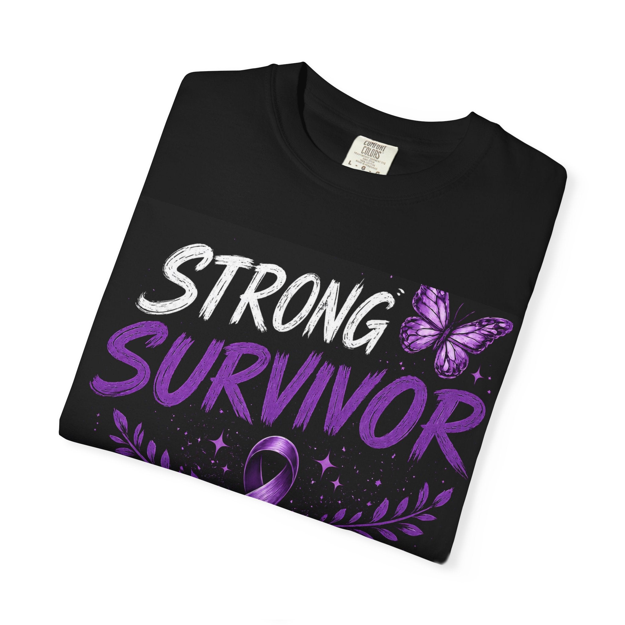 Strong Survivor T-Shirt — "Scars Tell My Story, They Don't Define Me" Purple Ribbon Awareness