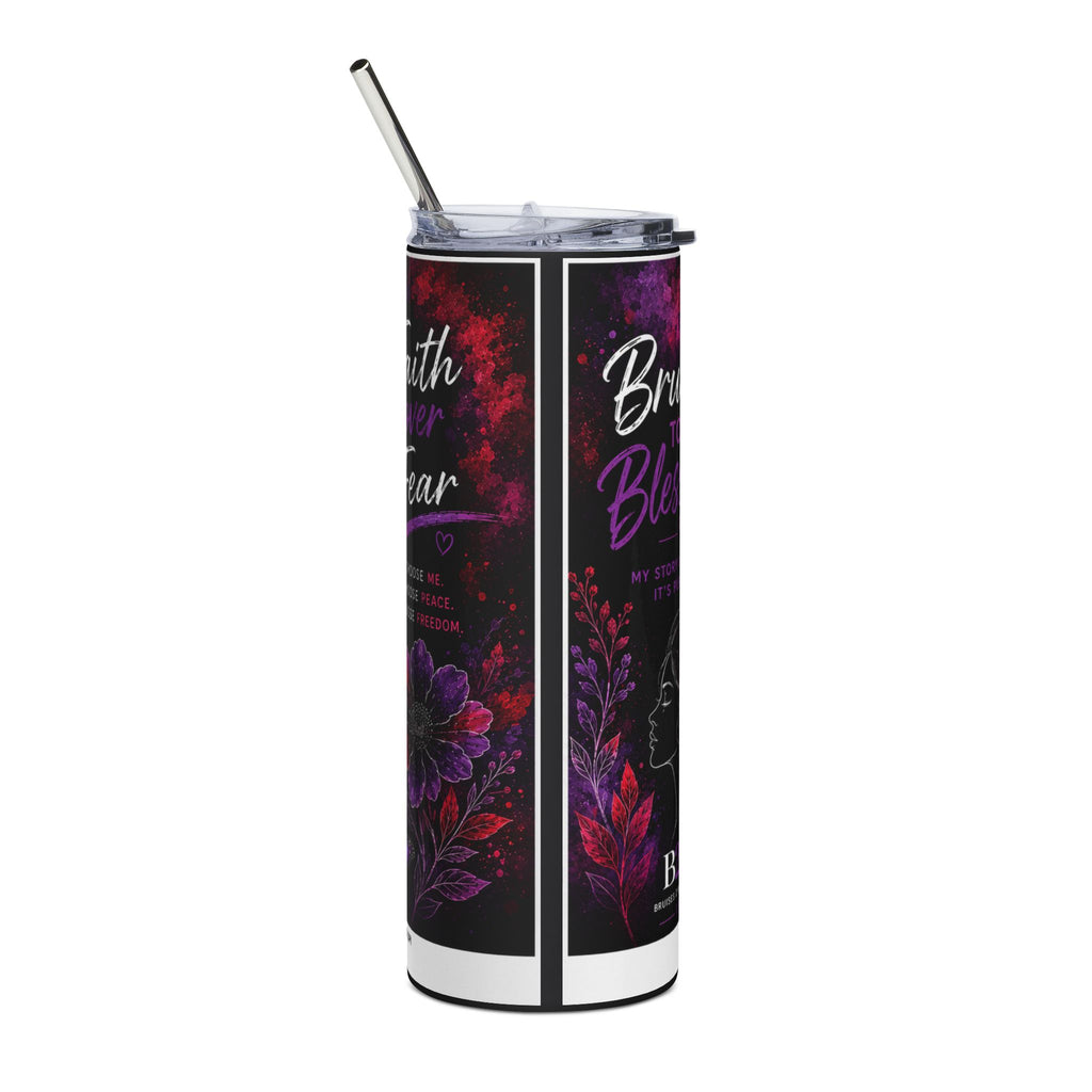 20oz Stainless Tumbler — 'Bruises to Blessings' Purple Ribbon Survivor Affirmation