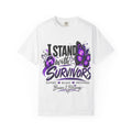 Survivor Support T-Shirt — "I Stand With Survivors" Purple Ribbon Butterfly Tee