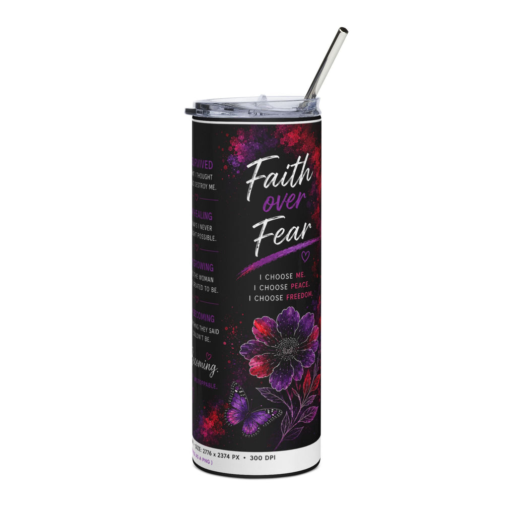 20oz Stainless Tumbler — 'Bruises to Blessings' Purple Ribbon Survivor Affirmation