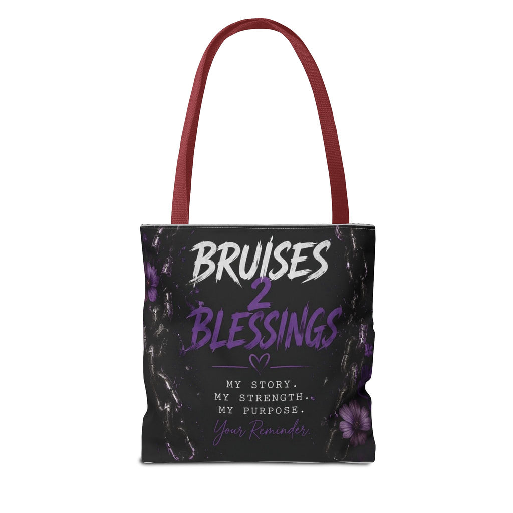 Bruises 2 Blessings All-Over Print Tote Bag — Purple Butterfly Empowerment Shopper