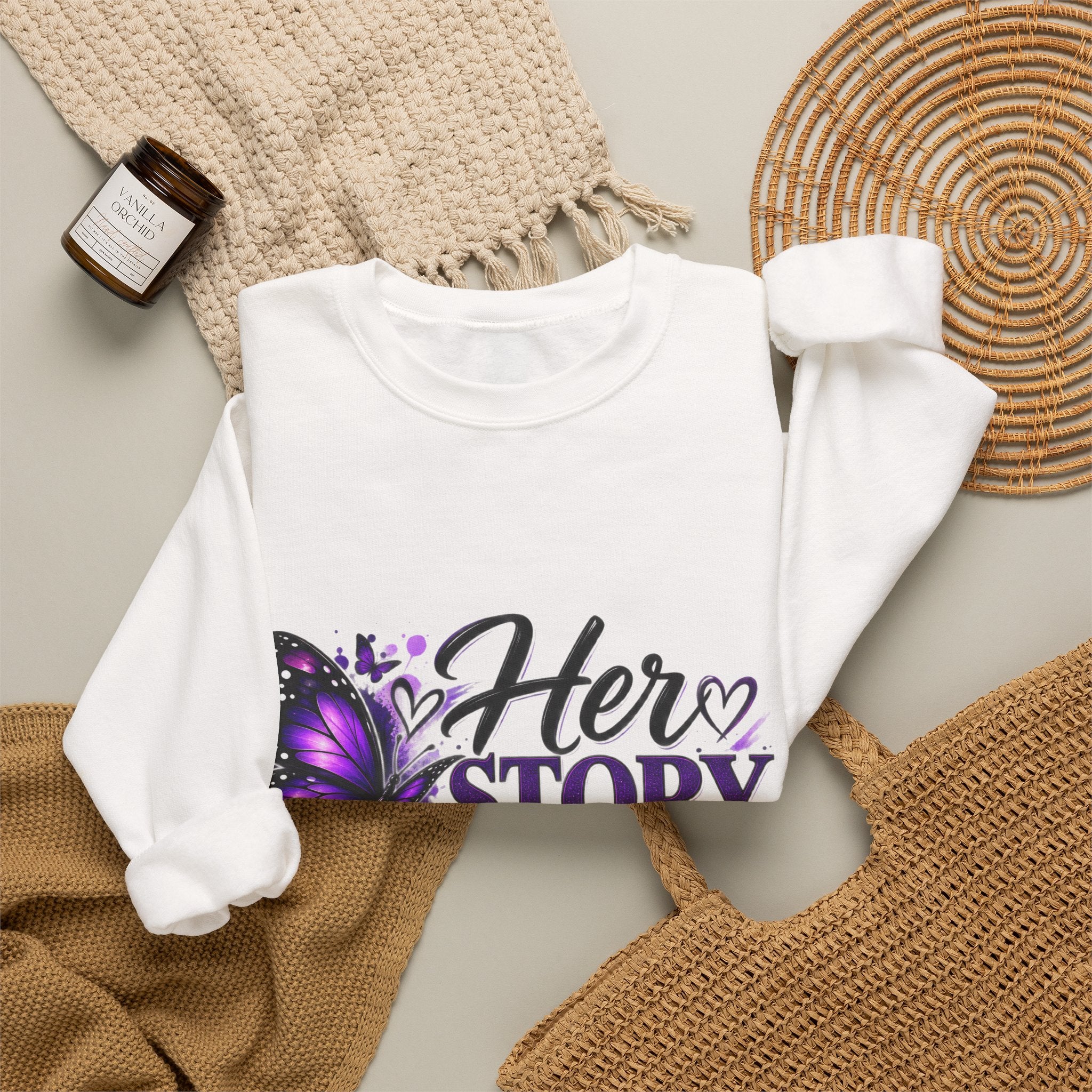 Her Story Matters Sweatshirt — Empowerment Butterfly Crewneck