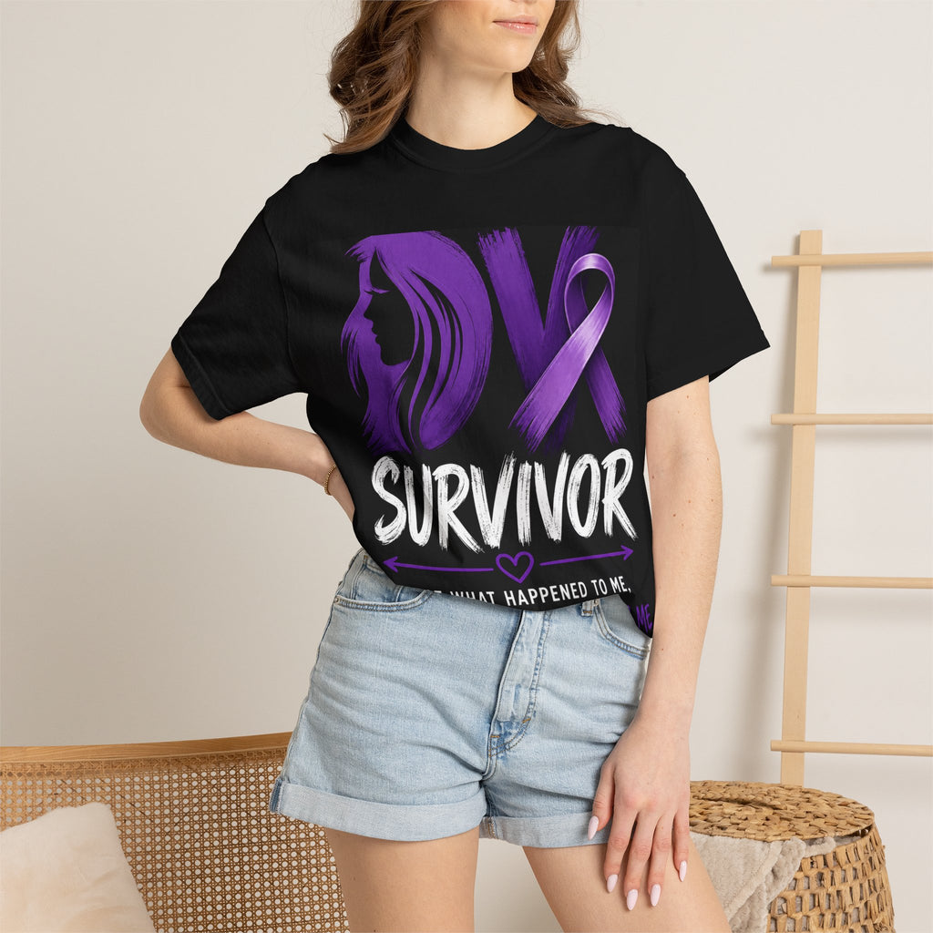 Survivor Ribbon T-Shirt — "Not What Happened to Me, But Not What Defines Me"