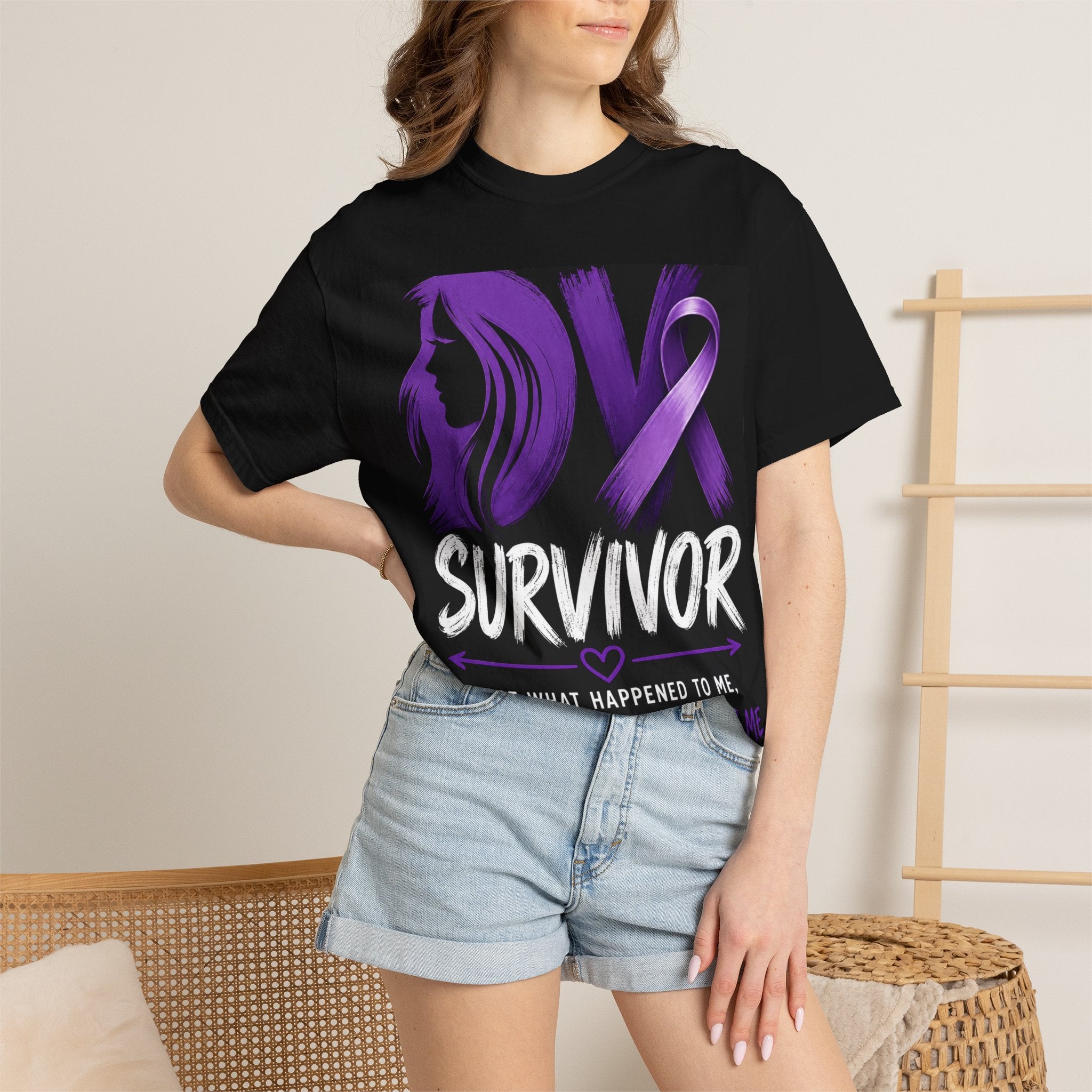 Survivor Ribbon T-Shirt — "Not What Happened to Me, But Not What Defines Me"