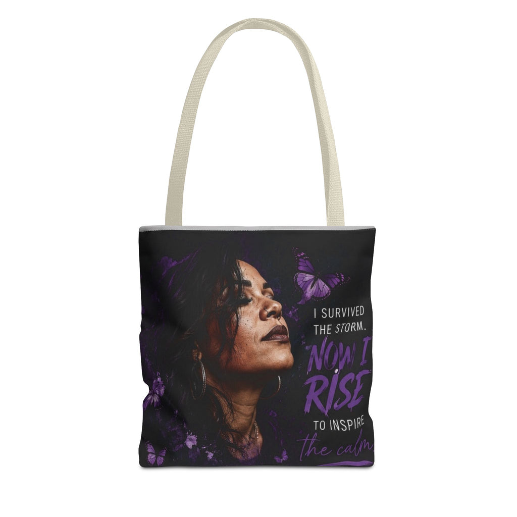 Bruises 2 Blessings All-Over Print Tote Bag — Purple Butterfly Empowerment Shopper
