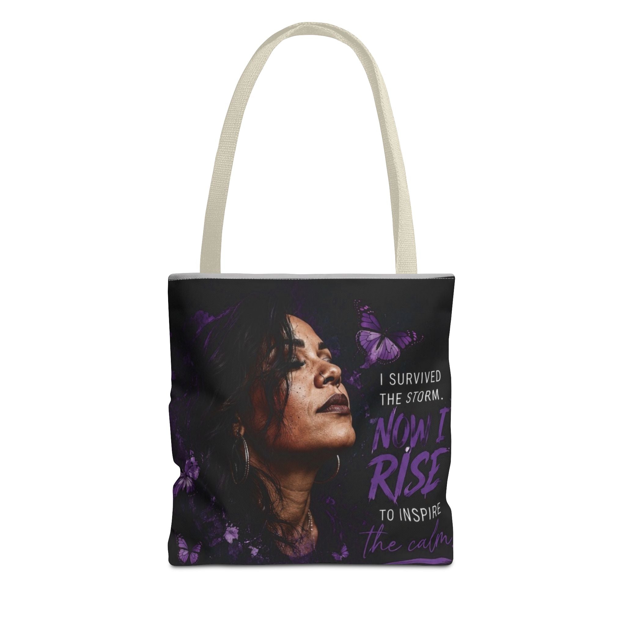 Bruises 2 Blessings All-Over Print Tote Bag — Purple Butterfly Empowerment Shopper