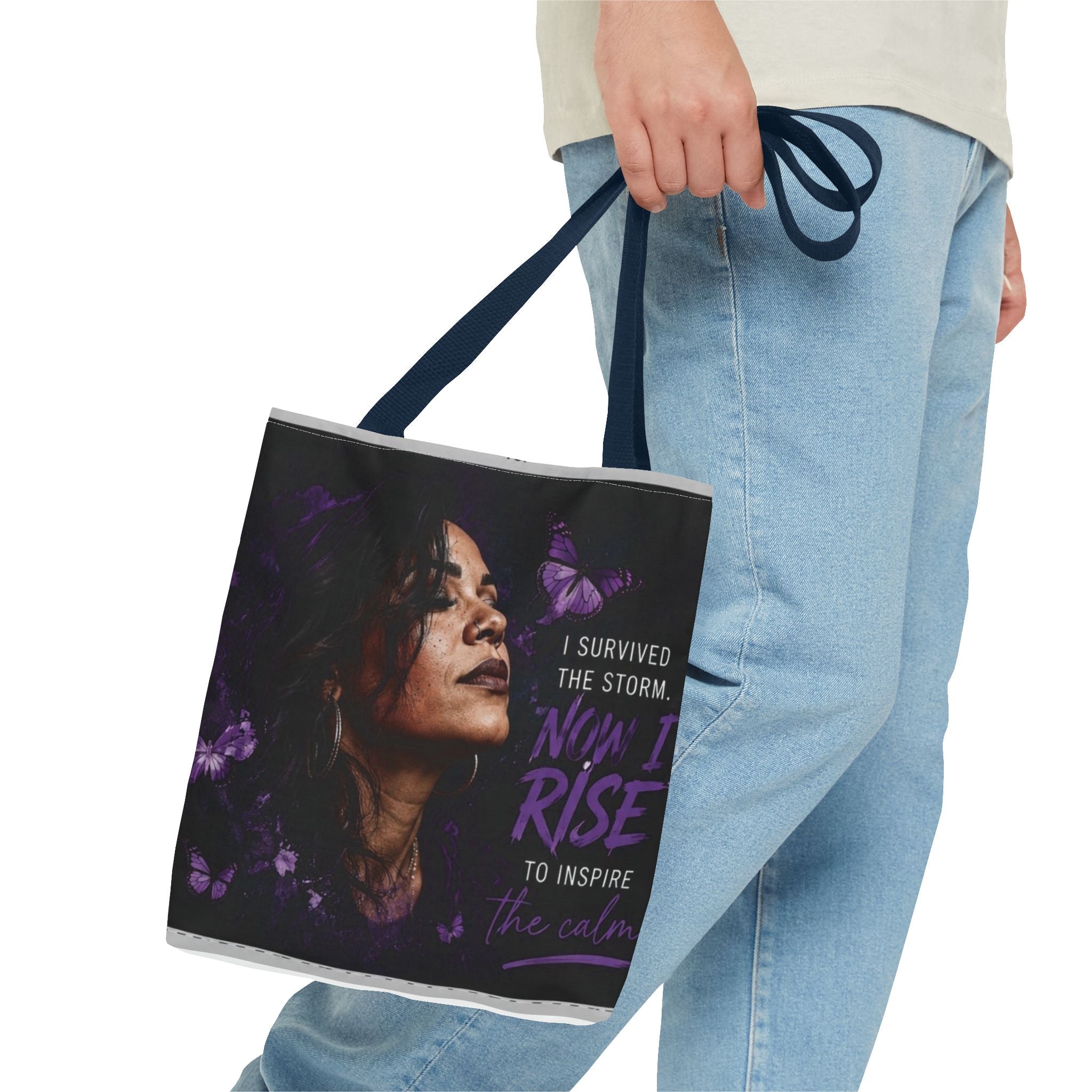 Bruises 2 Blessings All-Over Print Tote Bag — Purple Butterfly Empowerment Shopper