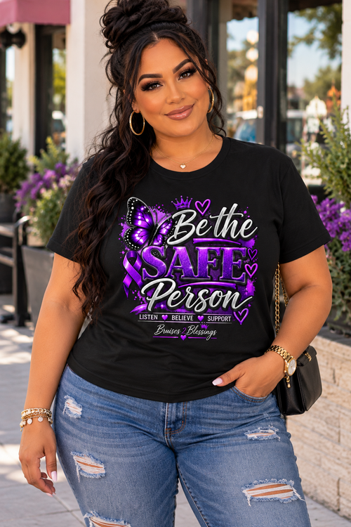 Be the Safe Person T-Shirt — Purple Awareness Ribbon Butterfly Tee