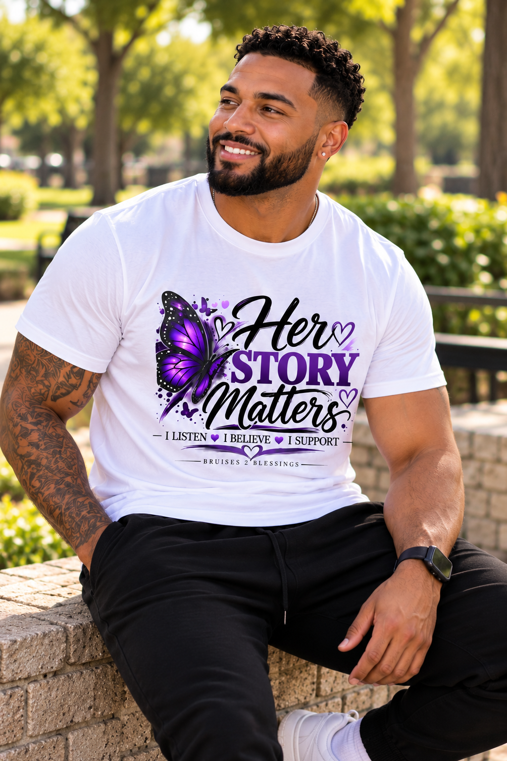 Her Story Matters T-Shirt — "Be the Reason Someone Feels Safe to Speak"
