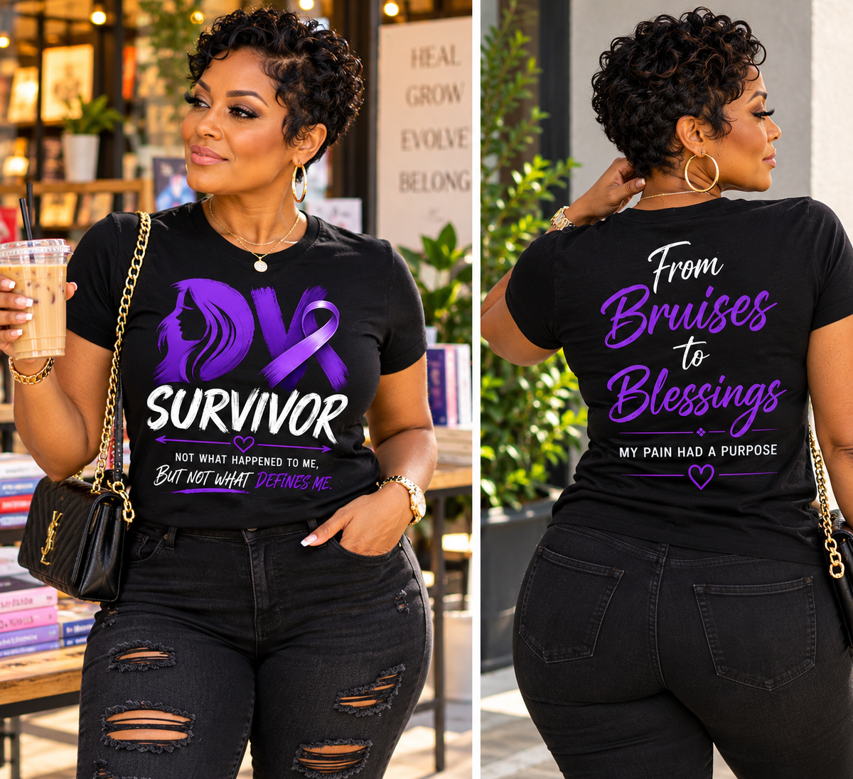 Survivor Awareness T-Shirt — "Survivor" Purple Ribbon Breast Cancer Support Tee