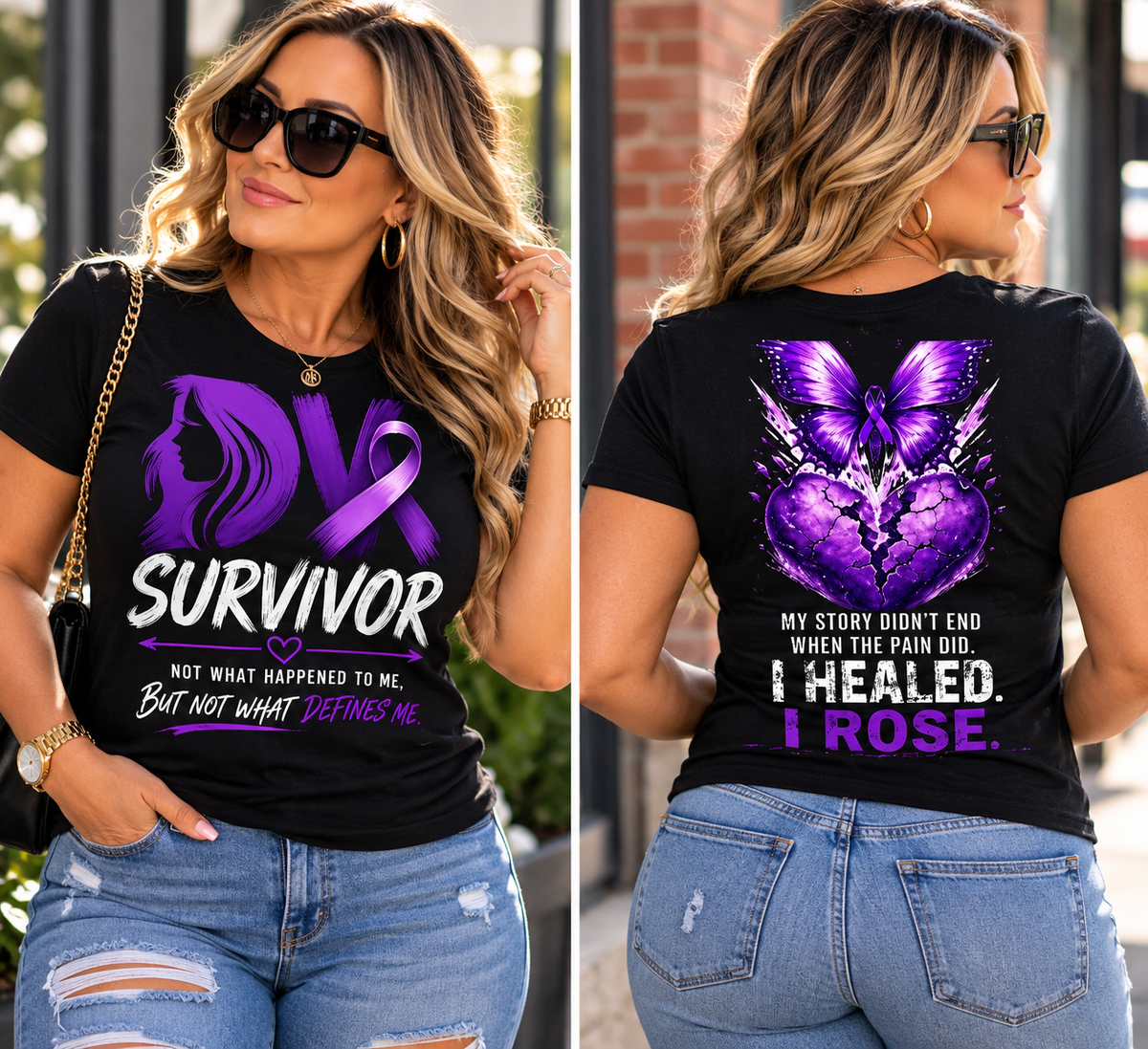 Survivor Ribbon T-Shirt — "Not What Happened to Me, But Not What Defines Me"
